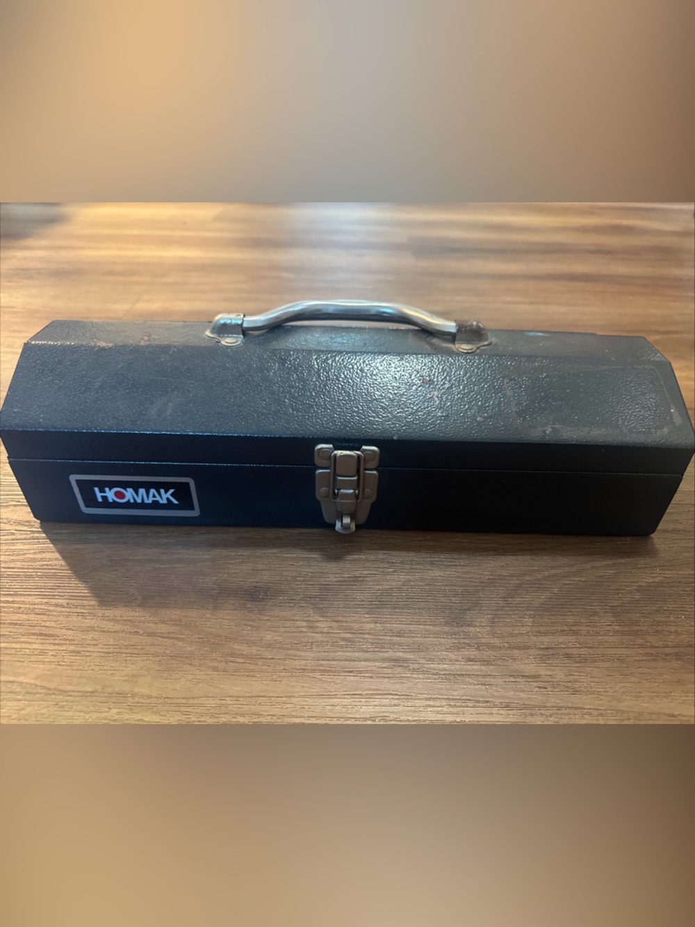Vtg Homak USA Model #429 Gray Metal Toolbox Tray Lockable Metal Handle 19”